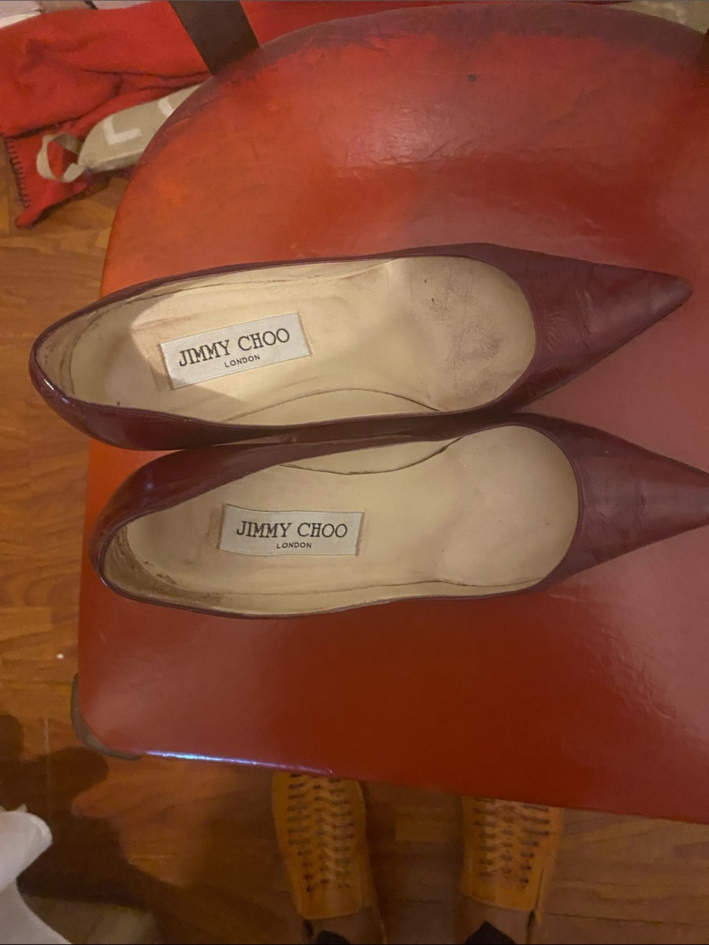 Jimmy Choo Women's Burgundy Pointed-Toe Leather Pumps